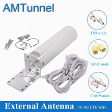 Load image into Gallery viewer, WiFi antenna 4G LTE antena SMA 12dBi Omni antenne 3G TS9 male 5m dual cable 2.4GHz CRC9 for Huawei B315 E8372 E3372 ZTE routers