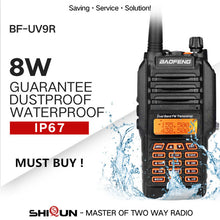 Load image into Gallery viewer, UV-9R IP67 Waterproof Dual Band 136-174/400-520MHz Ham Radio 10KM Baofeng 8W Walkie Talkie 10 KM UV-82 UV-5R UV-XR UV 9R Plus