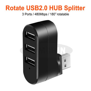 Mini Rotate 3 Ports USB Hub to USB 3.0 + 2 USB 2.0 Splitter Adapter Charging For PC Laptop Computer HUB USB Adapter