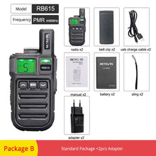 Load image into Gallery viewer, 2pcs Retevis RB615/RB15 Mini PMR Walkie Talkie PMR446 PMR 446 Radio VOX Handsfree Two Way Radio with Vibration Wireless Cloning
