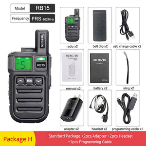 2pcs Retevis RB615/RB15 Mini PMR Walkie Talkie PMR446 PMR 446 Radio VOX Handsfree Two Way Radio with Vibration Wireless Cloning