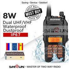 Load image into Gallery viewer, UV-9R IP67 Waterproof Dual Band 136-174/400-520MHz Ham Radio 10KM Baofeng 8W Walkie Talkie 10 KM UV-82 UV-5R UV-XR UV 9R Plus
