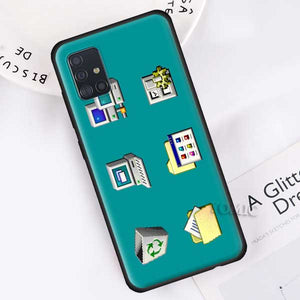 Soft Case for Samsung Galaxy A50 A51 A70 A71 A10 A20 E A30 S A40 A60 A80 Silicone Black Phone Cover Art Old Computer Window